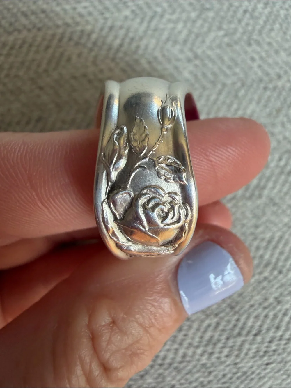 American Beauty Rose Silverware Ring
